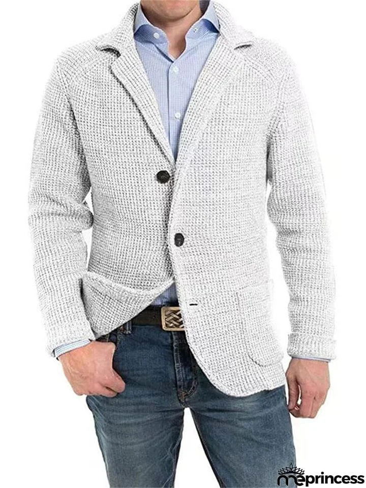 Male Autumn Winter Knitting Lapel Warm Sweater