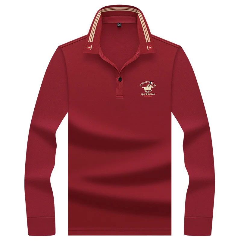 Autumn New Solid Color Long Sleeved Men's Polo Shirt