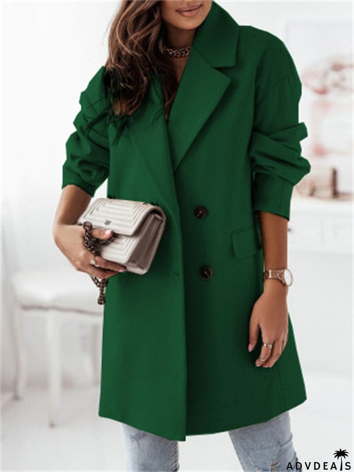 Women's Elegance Double-Breasted Suit Collar Coats