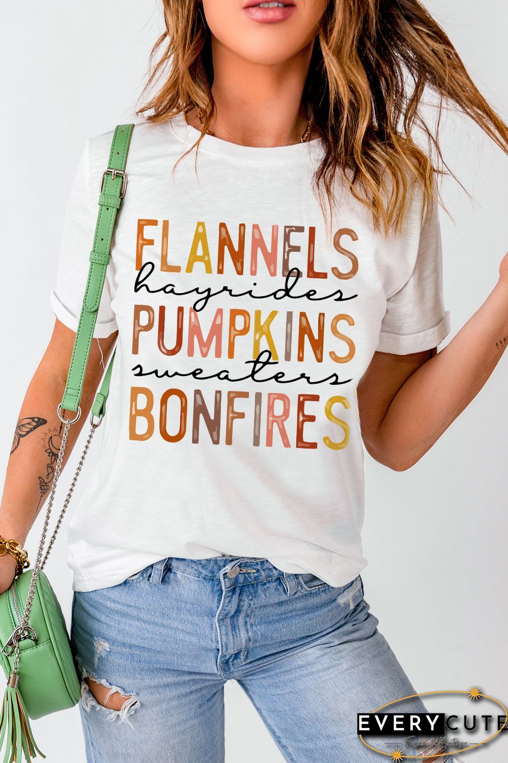 White Flannels Pumpkins Bonfires Letter Graphic Tee
