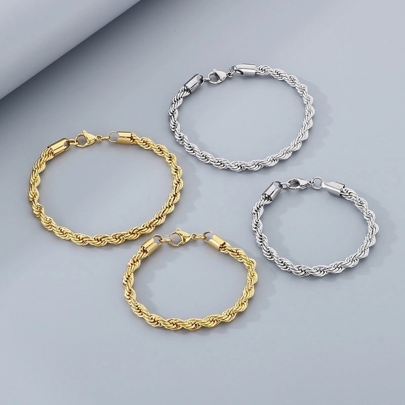 Minimalist Twist 304 Stainless Steel 18K Gold Plated Bracelets In Bulk