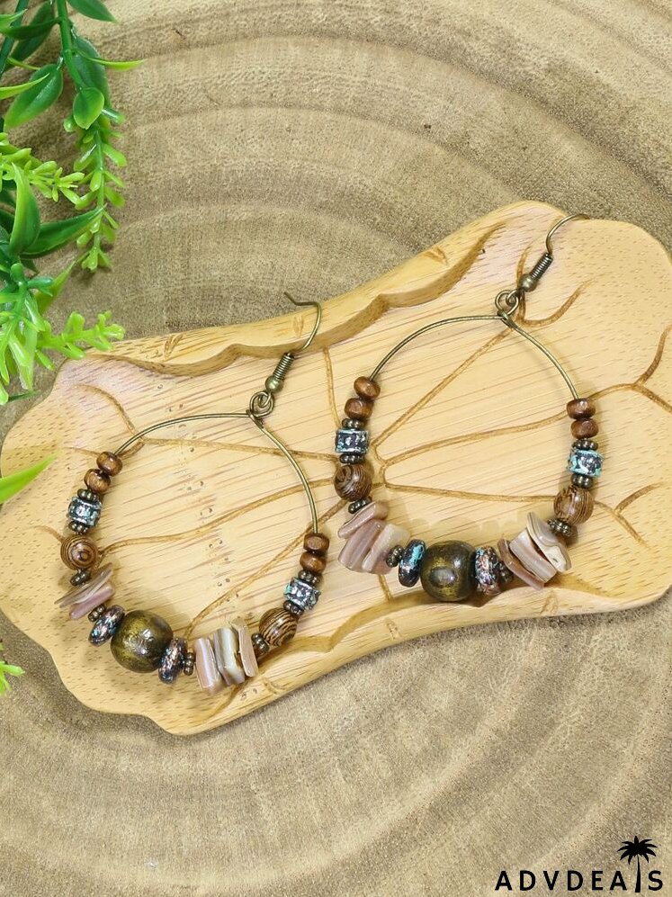 Bead Decor Circle Drop Earrings