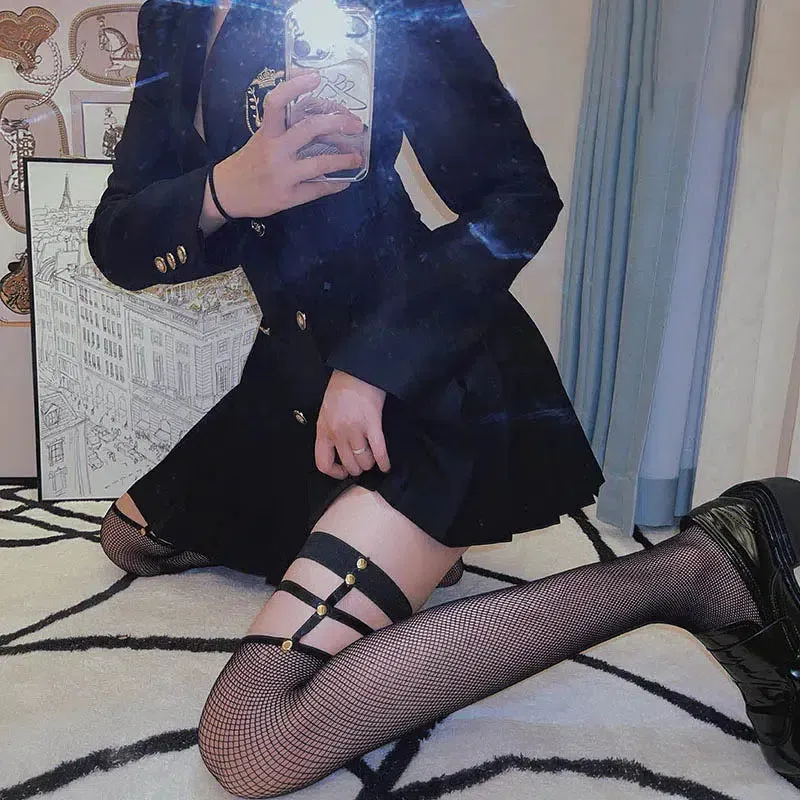 Brownm Fishnet Thigh High Socks