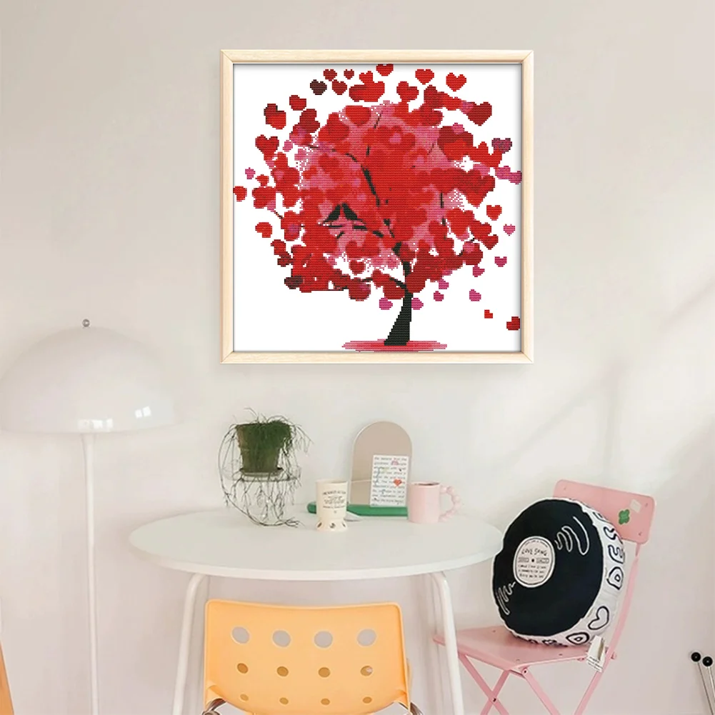 DIY Stamped Cross Stitch 14CT Partial Embroidery 38*38cm - Happy Tree