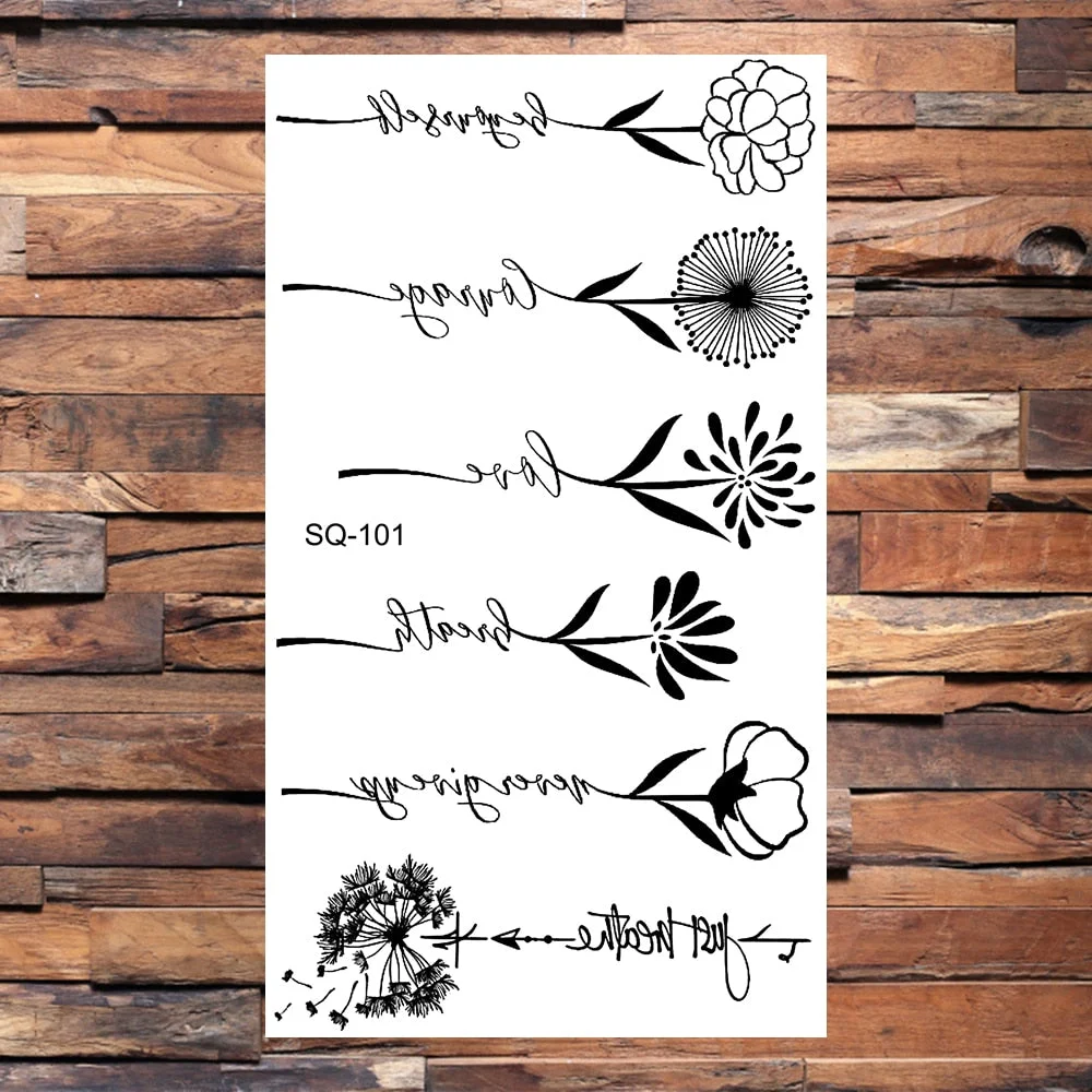 Skeleton Skull Temporary Tattoos For Women Adults Realistic Wolf Snake Rose Flower Feather Fake Tattoo Sticker Back Tatoos Body