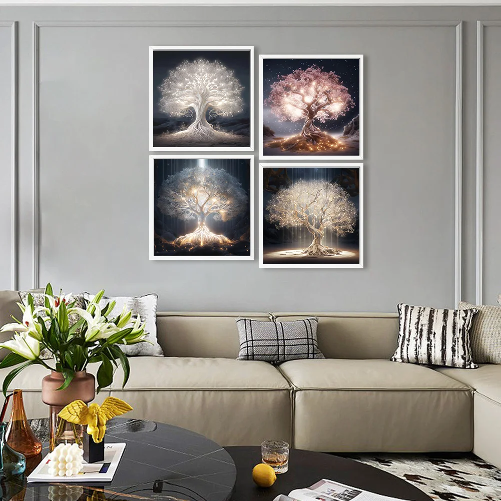 4pcs Diamond Painting - Full Round Drill - Life Tree(Canvas|30*30cm)