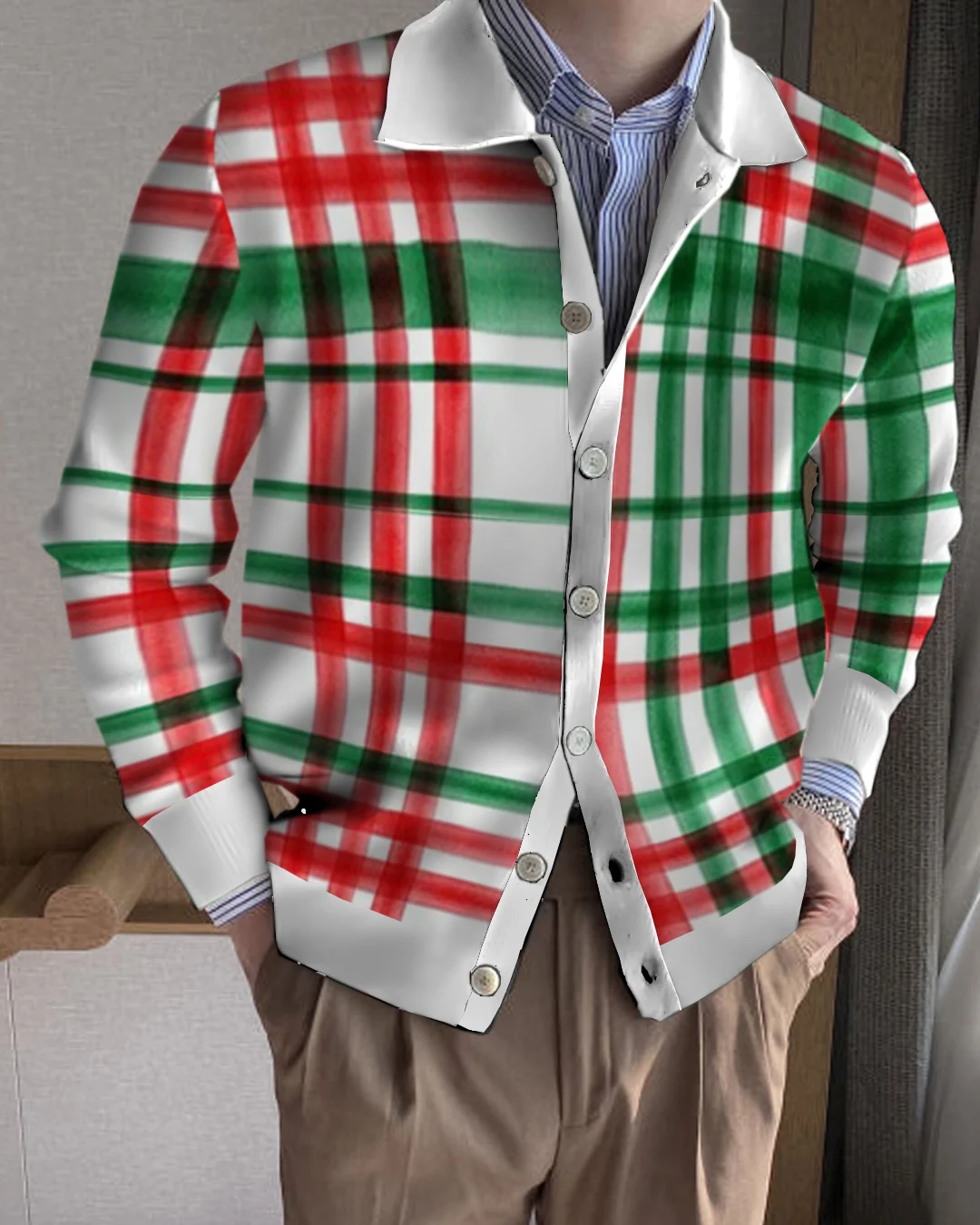 Men's Lapel Knitted Sweater Cardigan 0c95