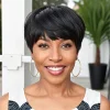 Trendy Layered Pixie Cut Short Wig With Bangs 100% Human Hair | Put On & Go