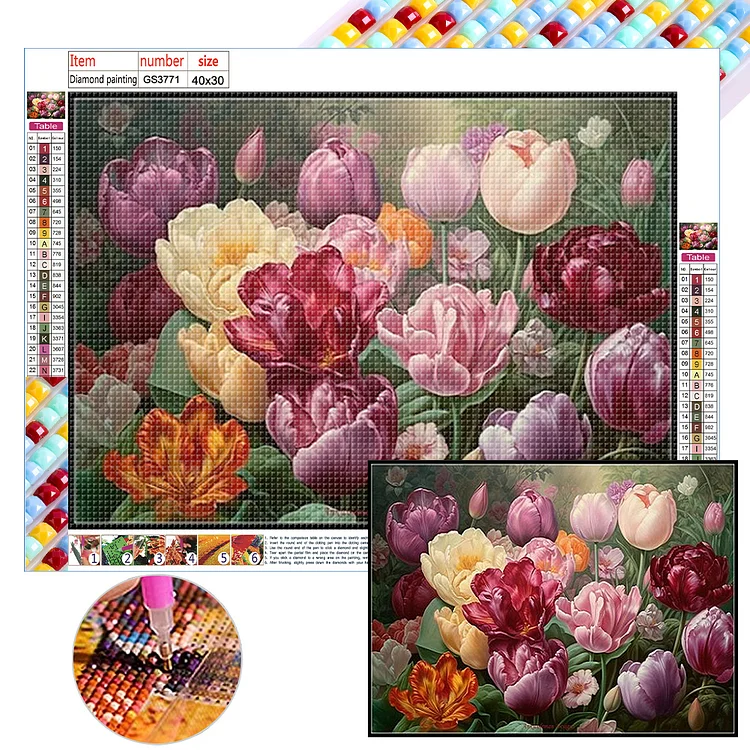 Tulip 40*30CM (Canvas) Full Square Drill Diamond Painting gbfke