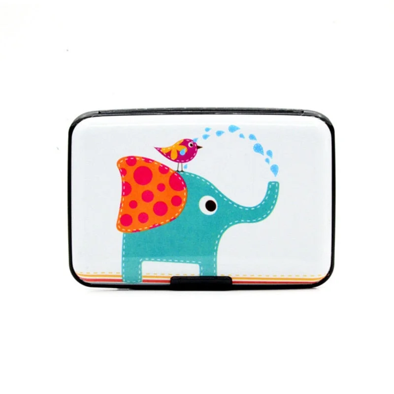 PURDORED 1 pc New Pattern RDIF Card Holder Unisex Aluminum Business Card Holder Cartoon Animal Case Wallet tarjetero mujer