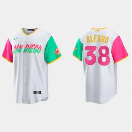 Men's San Diego Padres #38 Jorge Alfaro 2022 White City Connect Cool Base Stitched Jersey QGFK