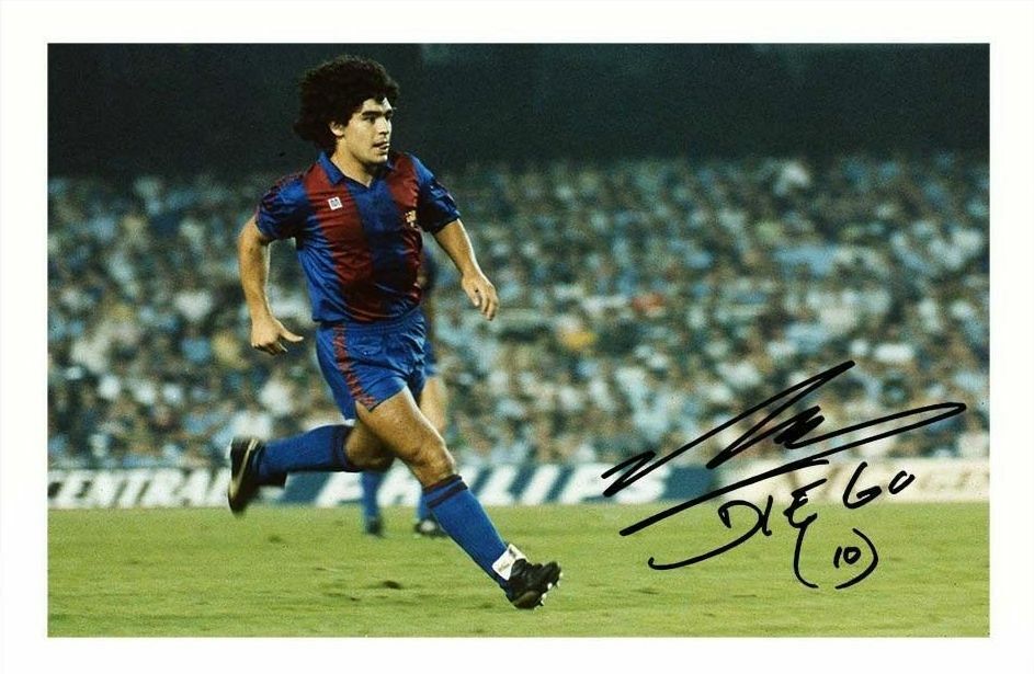 DIEGO MARADONA - BARCELONA AUTOGRAPH SIGNED Photo Poster painting POSTER PRINT