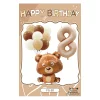 Retro Cream Caramel Cartoon Bunny Bear 0 - 9 Numbers Latex Aluminum Film Balloons Flags Package Kids Birthday Party Decors