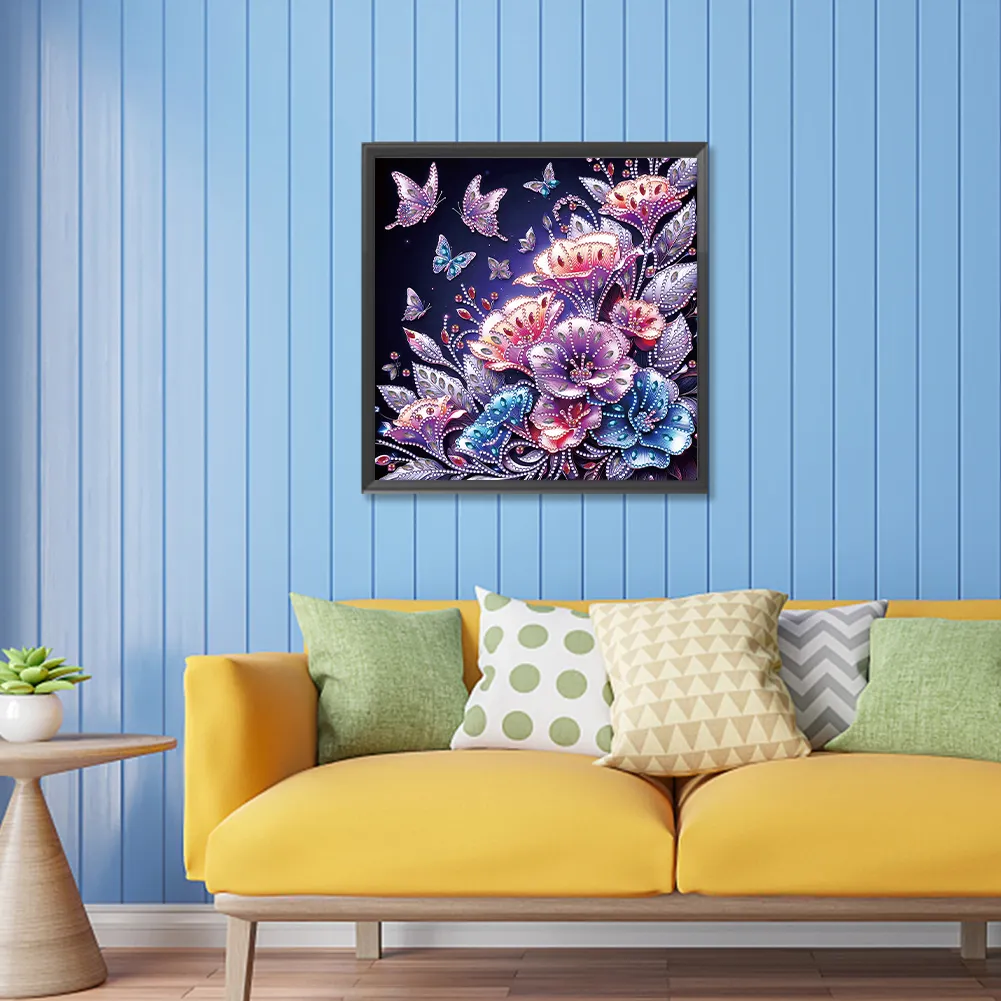 Diamond Painting - Partial Special Shaped Drill - Rose Butterfly(Canvas|30*30cm)