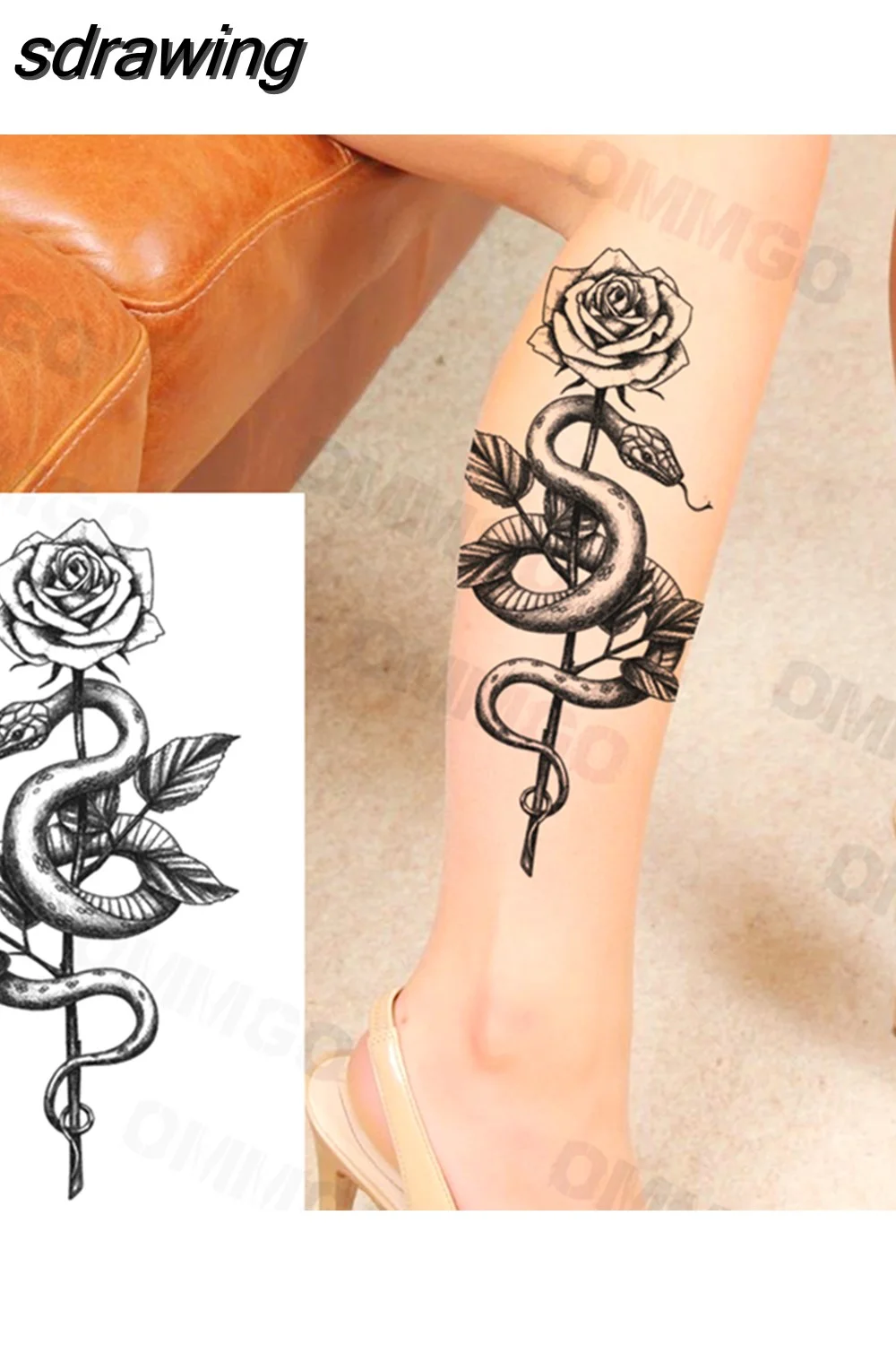 sdrawing Lion Rose Flower Temporary Tattoos For Women Adult Girl Compass Skull Fake Tattoo Arm Thigh Body Art Waterproof Tatoos