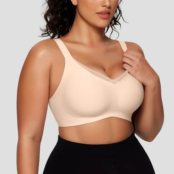  Almost Gone-Women's Wireless V-Neck Crossover Mesh Seamless Push-Up Bra