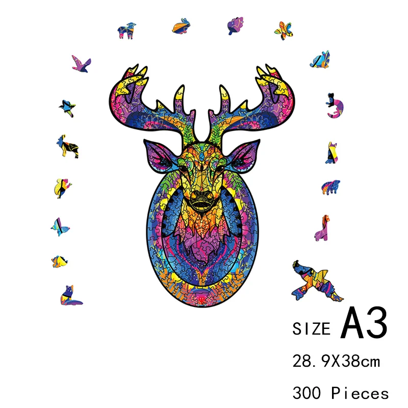 Unique Animal Colorful 3D Wooden Puzzle DIY Jigsaw Gift Wrapping Box