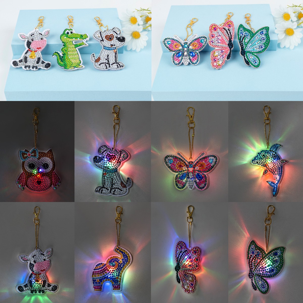 

1pcs Tap Luminous Double Sided - 5D DIY Craft Keychain, 01, 501 Original
