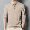 Long-sleeved casual lapel all-match thin POLO sweater