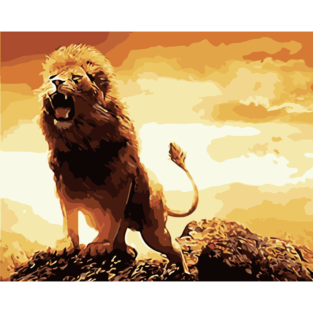 

40*50cm - Painting By Numbers - Roaring Lion, 501 Original