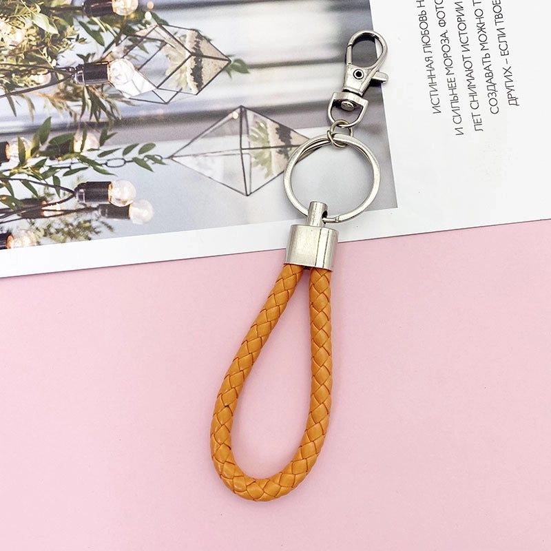 Minimalist Classic Style Solid Color Pu Leather Unisex Bag Pendant Keychain
