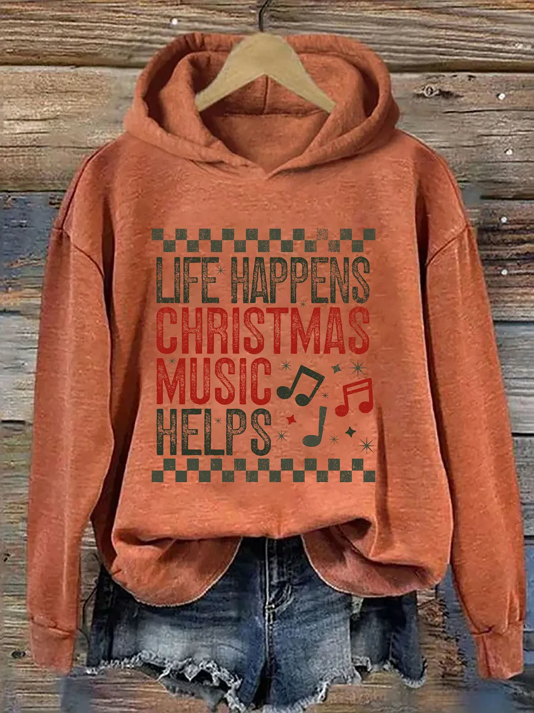 Life Happens Christmas Music Helps Hoodie