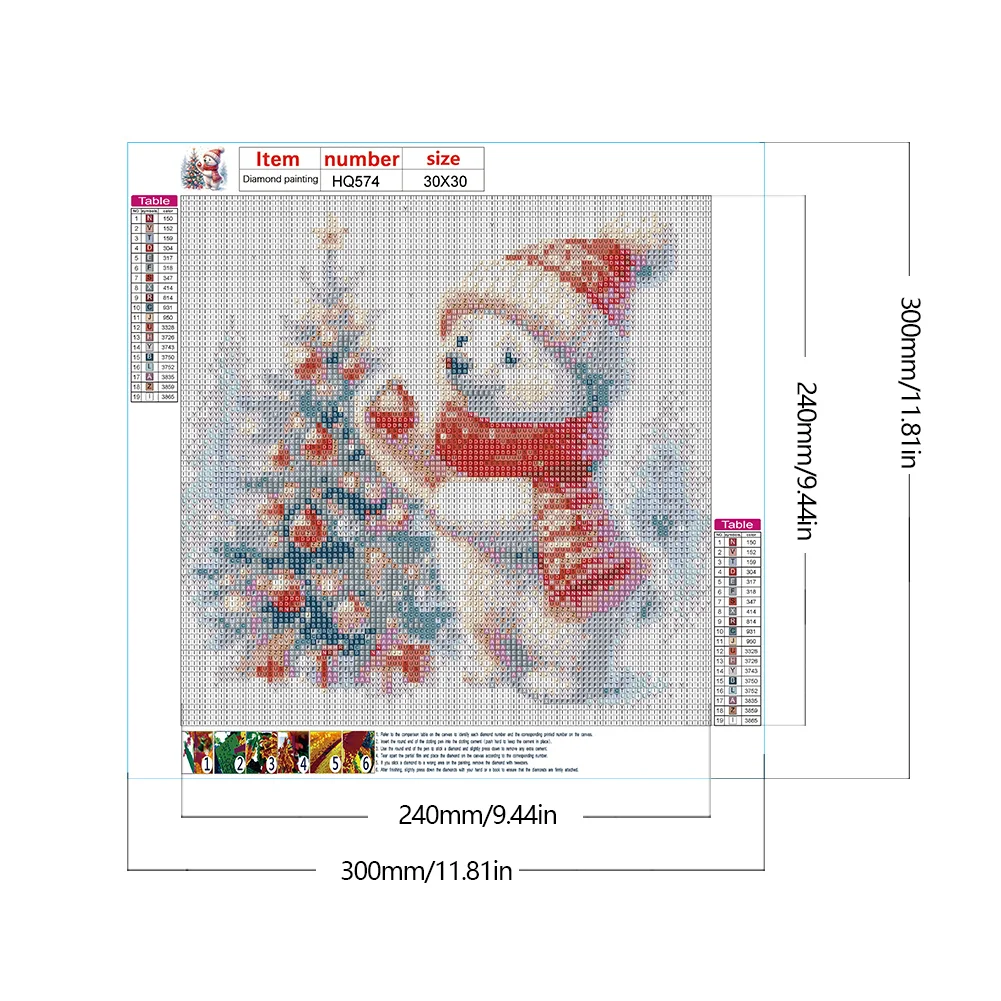Diamond Painting - Full Square Drill - Christmas Bear(Canvas|30*30cm)