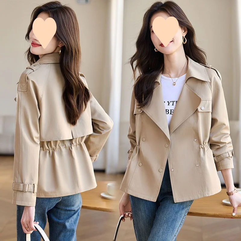 Toloer Small Short Trench Coat Lady 2024 Spring Autumn New Versatile Fashionable European Goods Hot Style Waist Casual Coat-Outfit Ideas