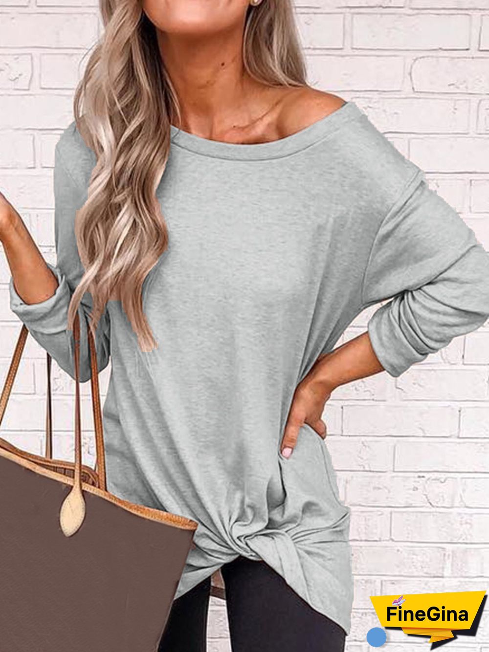 Plus Size Casual Long Sleeve Solid Tops