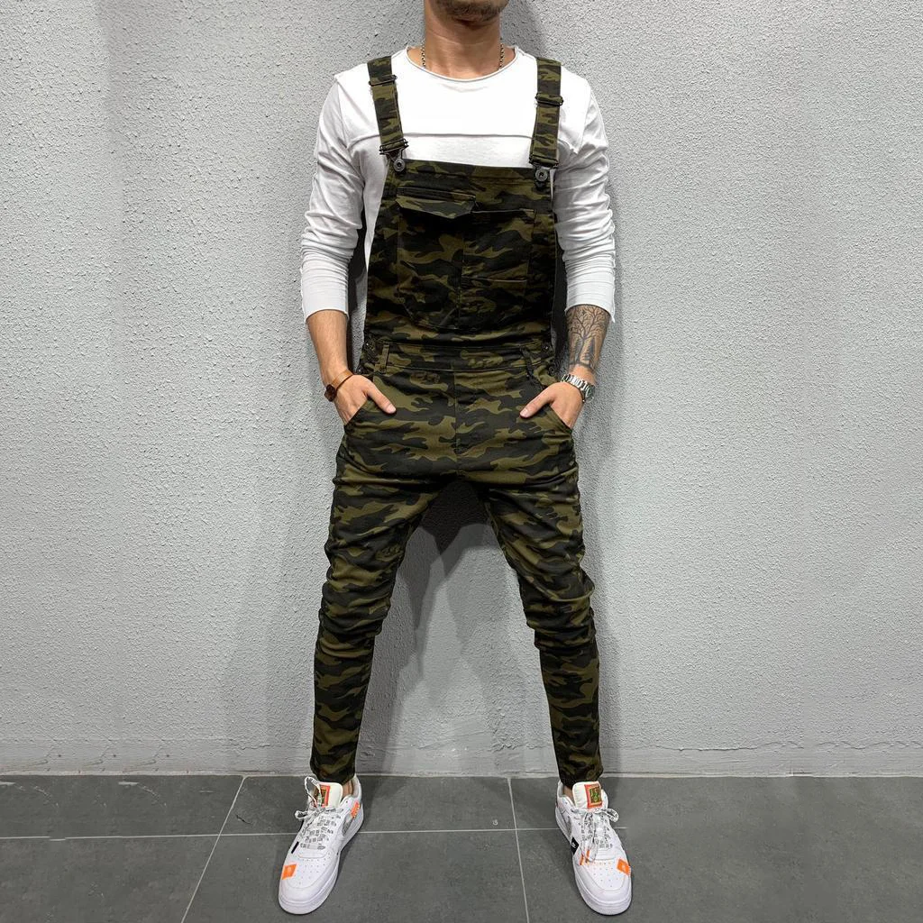 Fashion Camouflage Denim Overalls