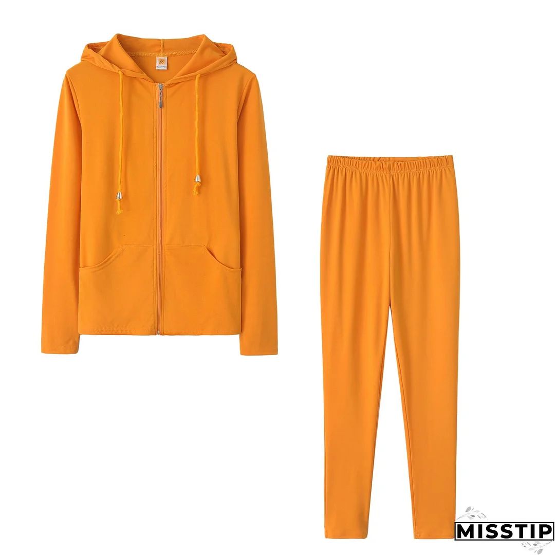 Spring Sexy Casual Solid Color Hooded Two Piece Tracksuit
