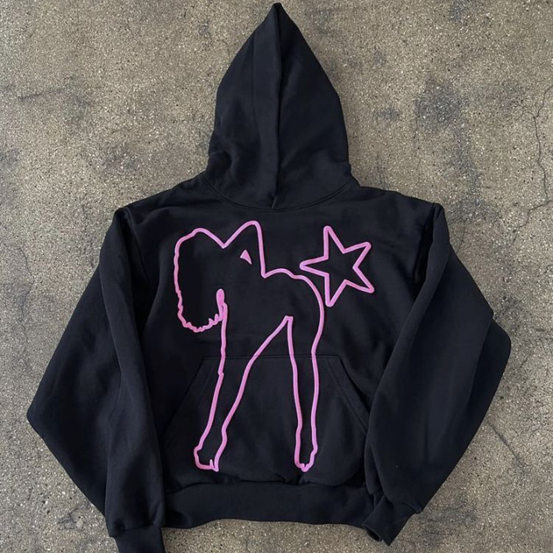 Vintage Lady Stars Graphics Pocket Hoodie - SOPULA