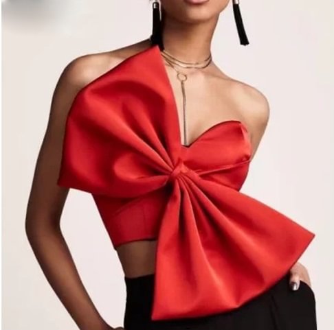 Sampic 2022 New Elegant Fashion Summer Sexy Off Shoulder Party Shirt Tops Y2K Night Club Red Backless Vintage Bow Blouse Shirt