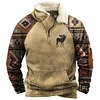 Men's Outdoor Ethnic Print Raglan Sleeves Polo Sweatshirt by Inlyline