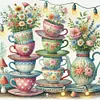Teacups And Vases-11CT Stamped Cross Stitch 45*45cm/17.72*17.72in tapestrymarket