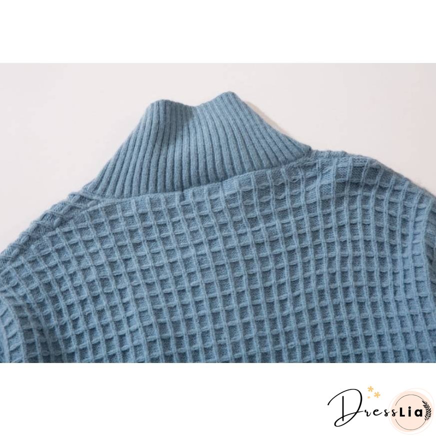 Label Textured Turtleneck Sweater