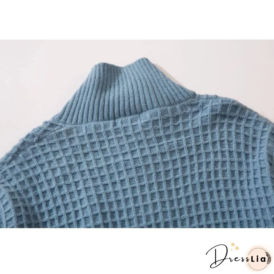 Label Textured Turtleneck Sweater