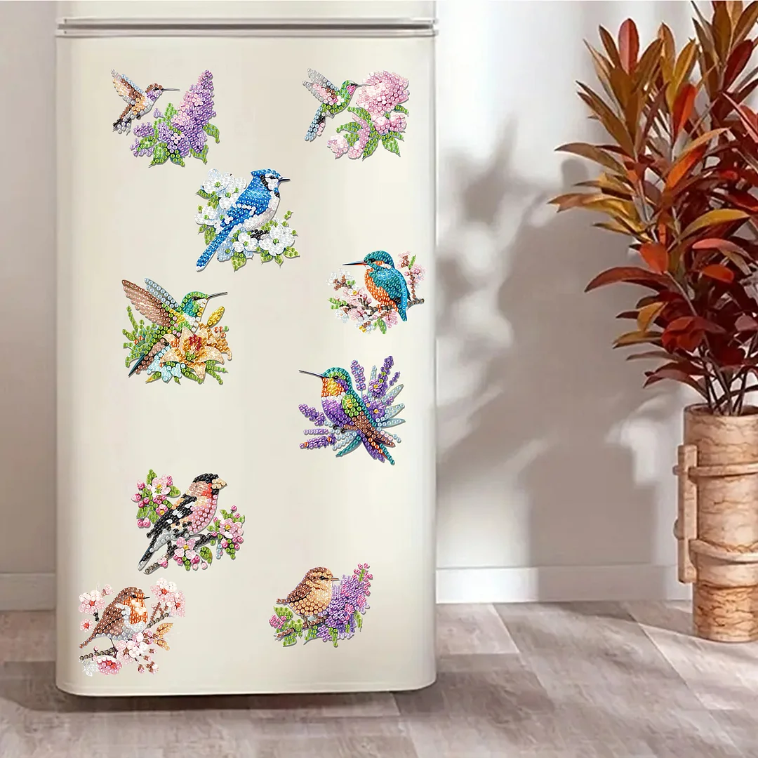 20Pcs Birds And Flowers DIY Diamond Painting Magnets Kits for Beginners Adults