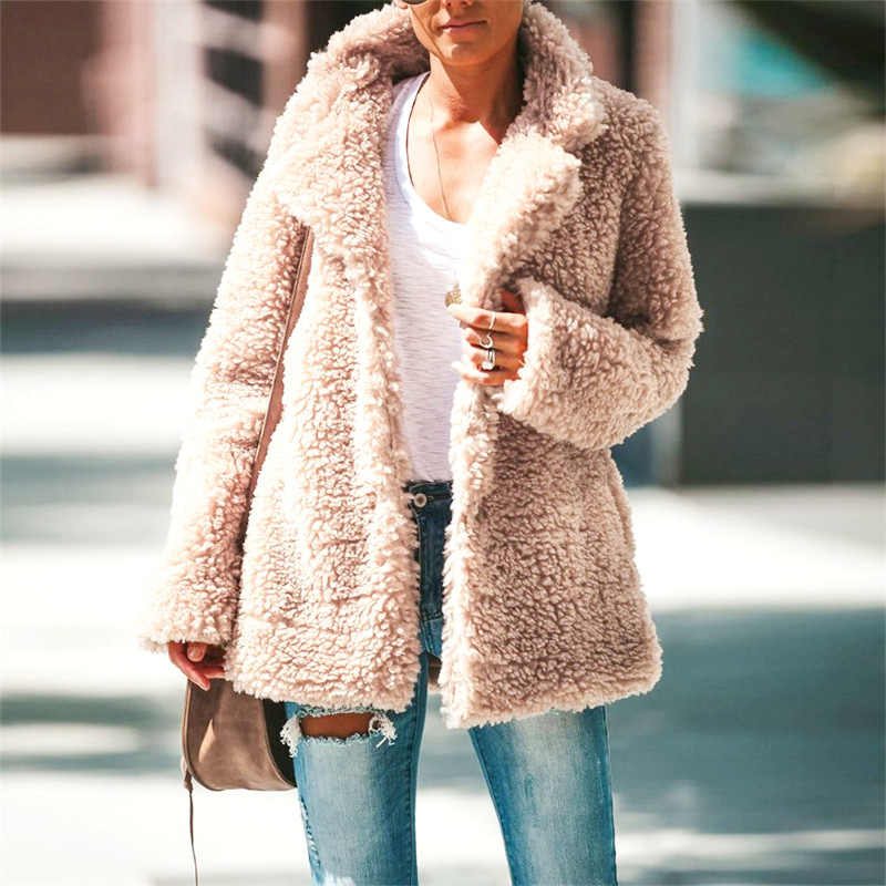 Fashion Fleece Jacket Fluffy Cropped Button Faux Fur Cardigan Coat