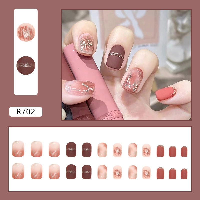 Simple And Cute Classic Style Autumn And Winter Wear Armor Cheap Hot Sale Nail Sticker Caramel Amber Finished Product Fake Nails