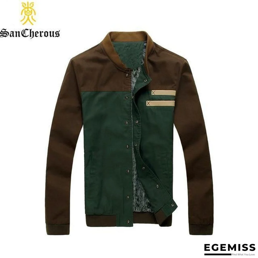Men Casual Autumn Stand Jacket Cotton Outwear Patchwork Man Coat Size M-3XL | EGEMISS