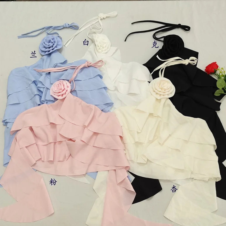 Uveng Uveng Flowers With Slings Women's New Summer Resort Style Sexy Vest Wearing Short Babes Sleeveless Tops