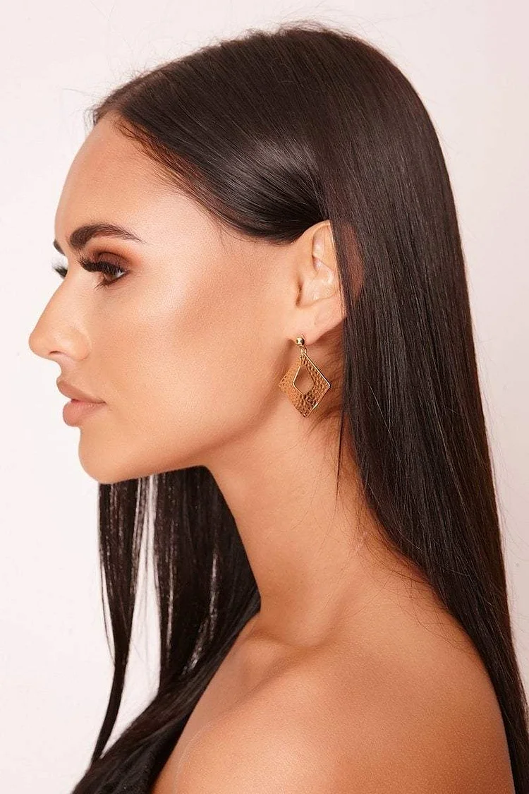 Piper Gold Diamond Shape Drop Earrings Katch Me
