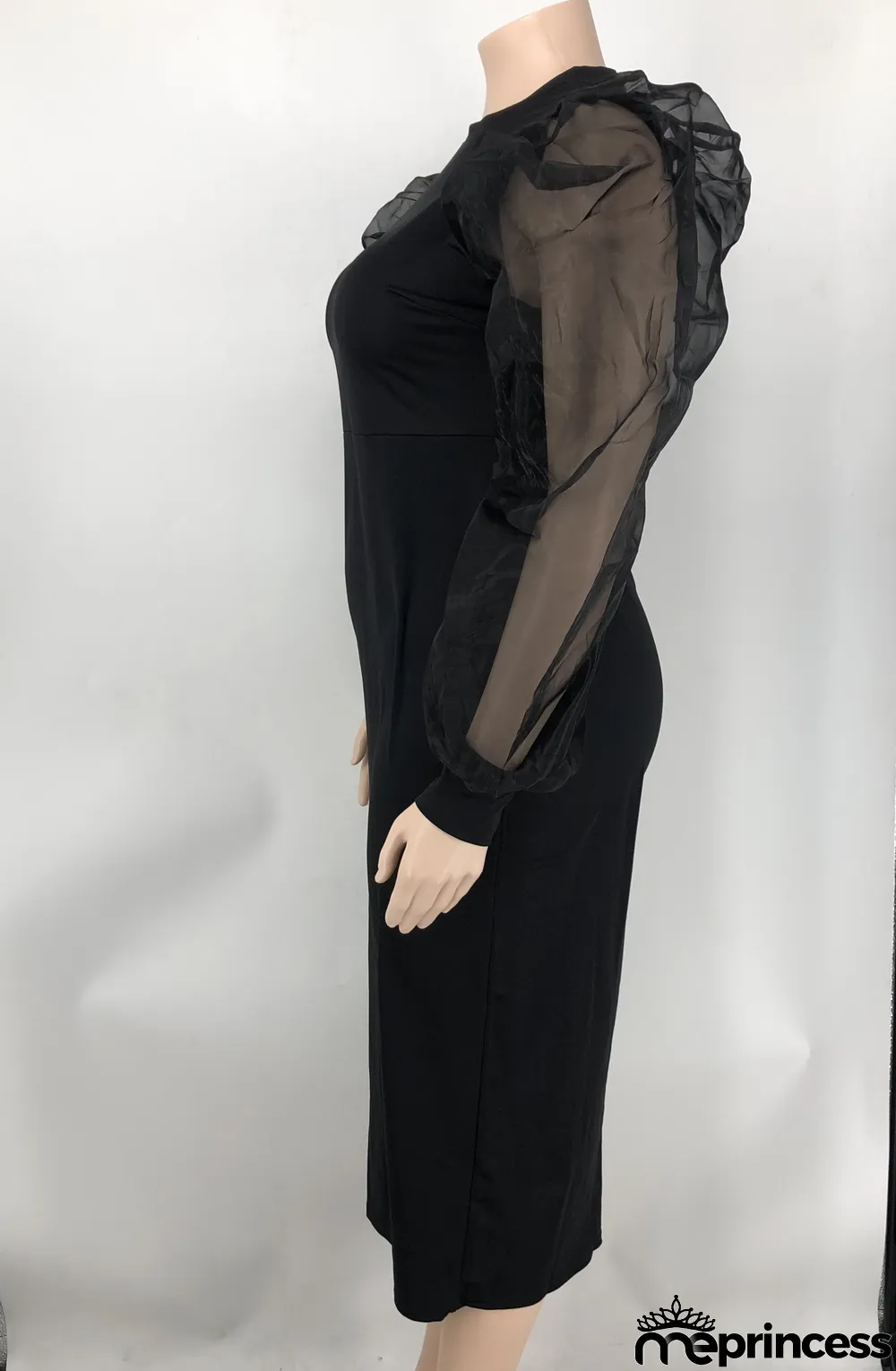 Solid Yarn Sleeves V-Neck Plus Size Long Dress