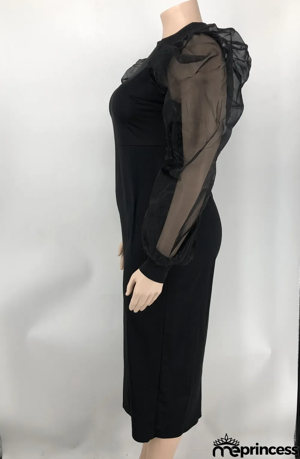 Solid Yarn Sleeves V-Neck Plus Size Long Dress