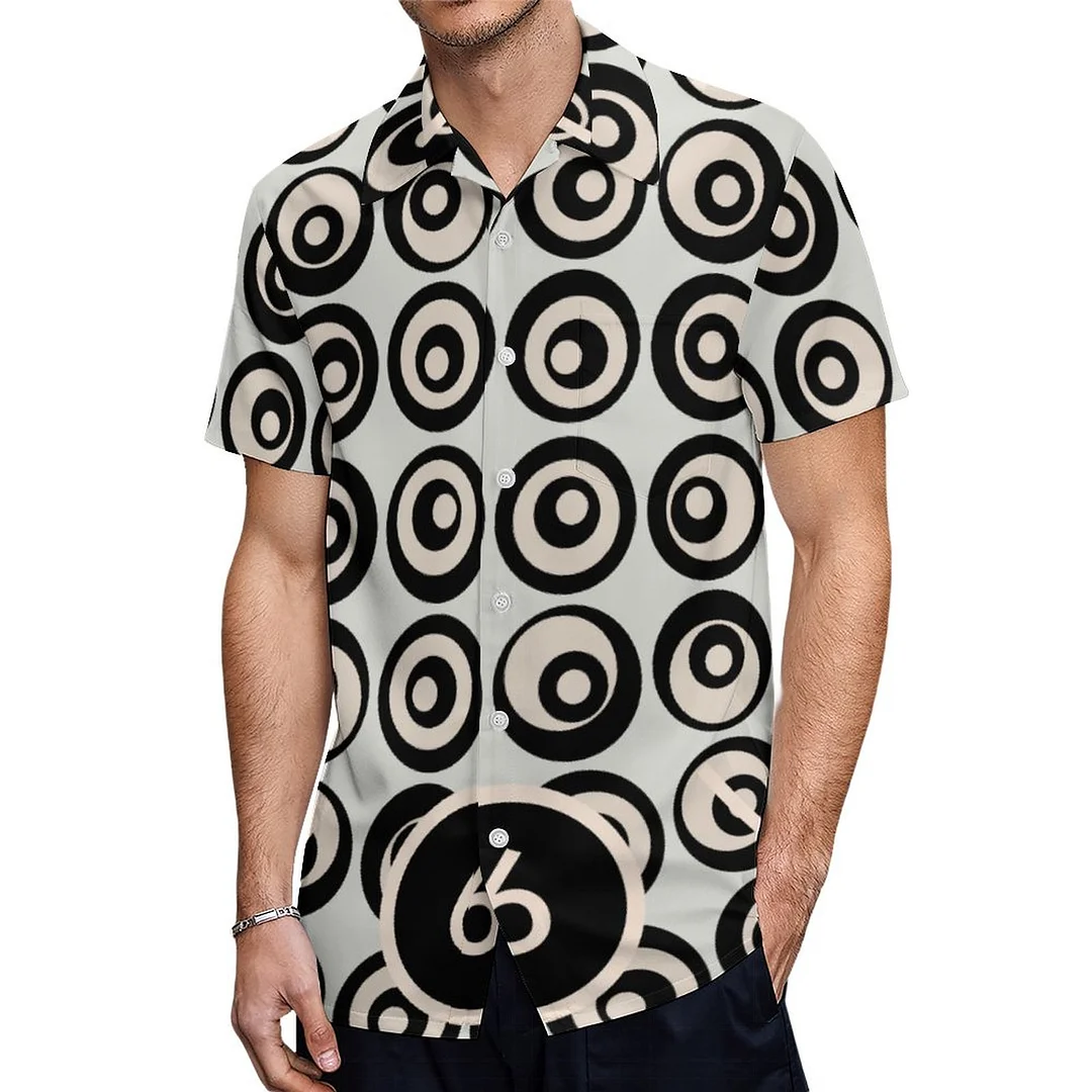 Cool Mid Century Black And Cream Circles Hawaiian Shirt Mens Button Down Plus Size Tropical Hawaii Beach Shirts