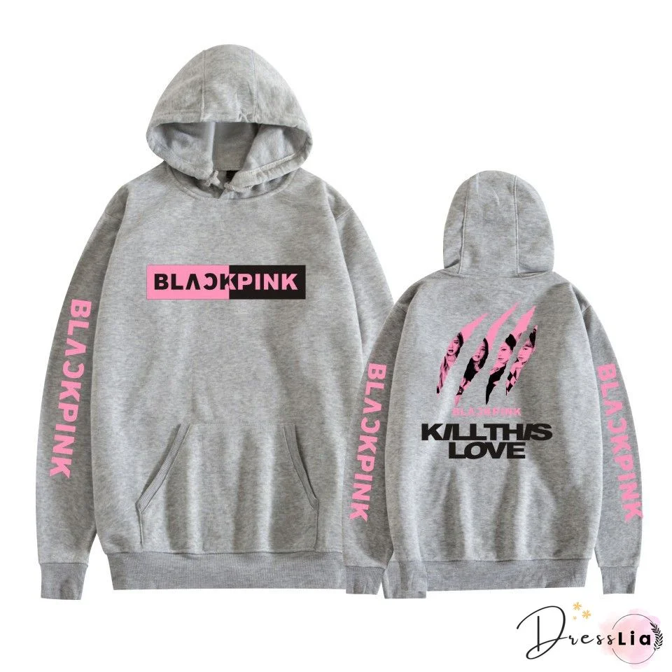 Kpop Blackpink Printed Hoodies Women Casual Personality Hooded Pullover Fashion Outdoor Long Sleeve Sweatshirts