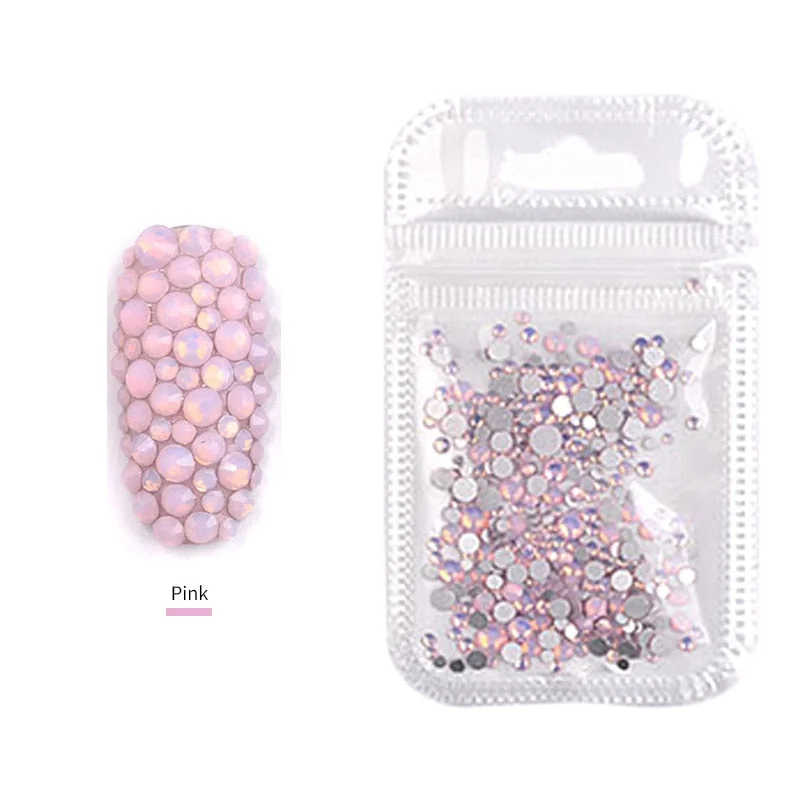 Crystals Clear AB Glass Rhinestone Stones Solid Flat Back Nail Ornaments Colorful Granular Three-Dimensional Nail Art Decoration-Nail Inspo