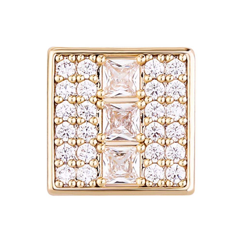 Full Square Iced Out Pave Baguette Bling CZ Stone Stud Earrings