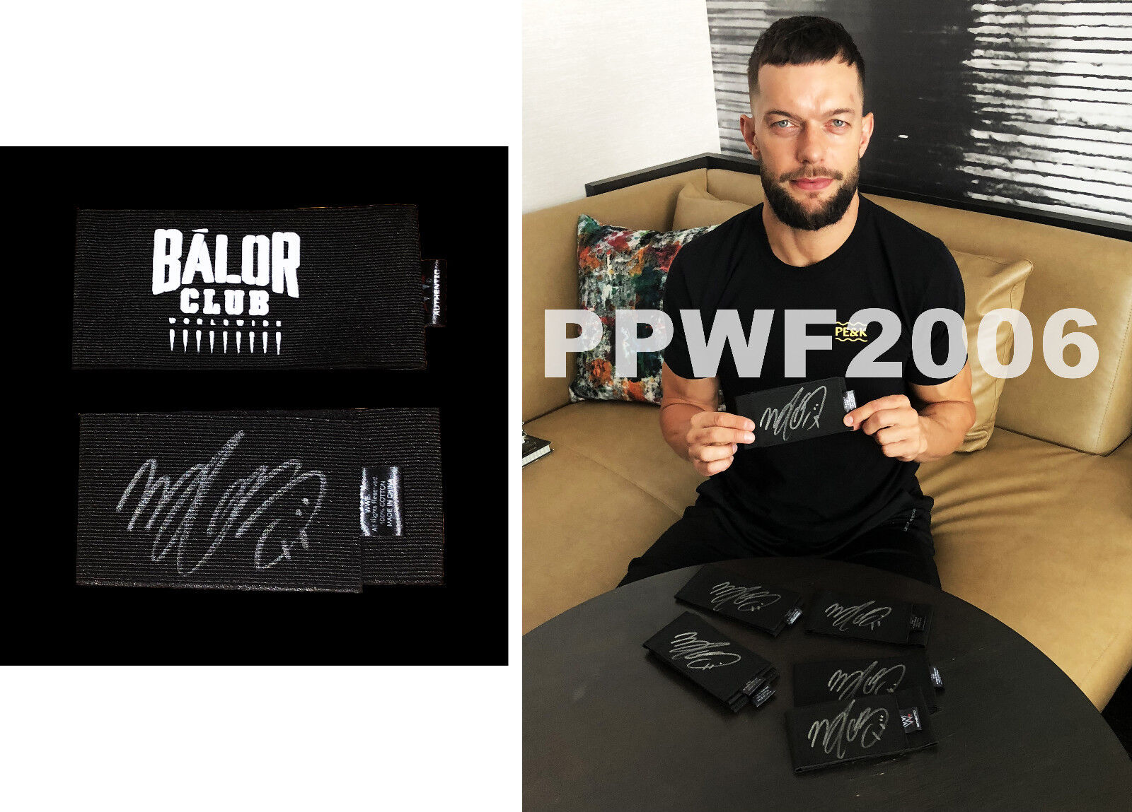 WWE FINN BALOR HAND SIGNED AUTOGRAPHED BALOR CLUB ARMBAND W/ PICTURE PROOF COA